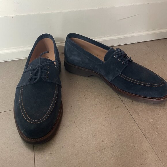 NEW Crockett & Jones Men's Blue Suede Falmouth Shoes-Sz. 12 US (11 UK) - Picture 2 of 11